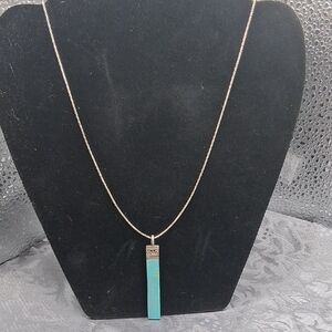 Sterling Silver .925 Turquoise Pendant Necklace 22"L